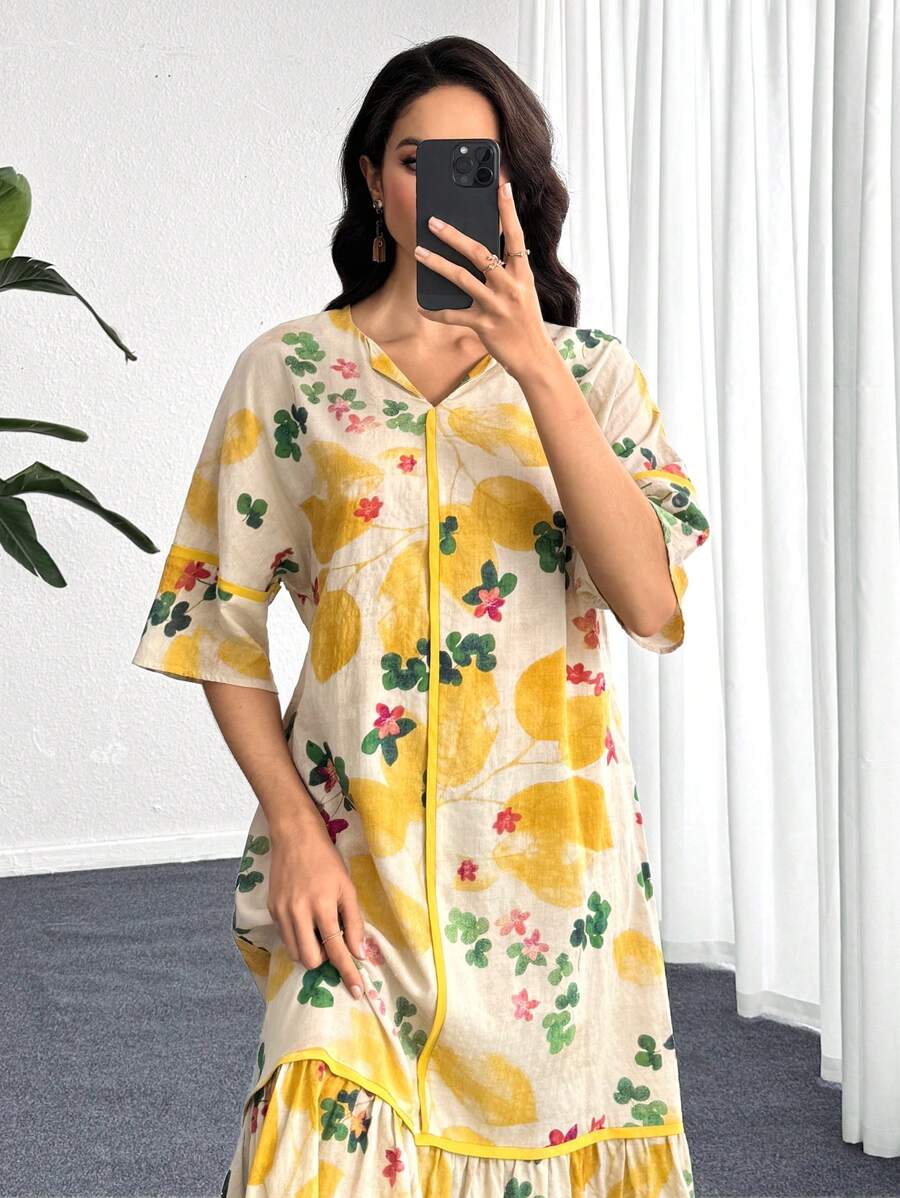 Leah™ | Floral Print Ruffle Dress