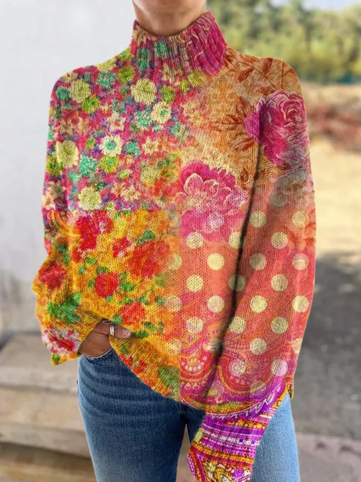 Abigail | Floral Polka Dot Turtleneck