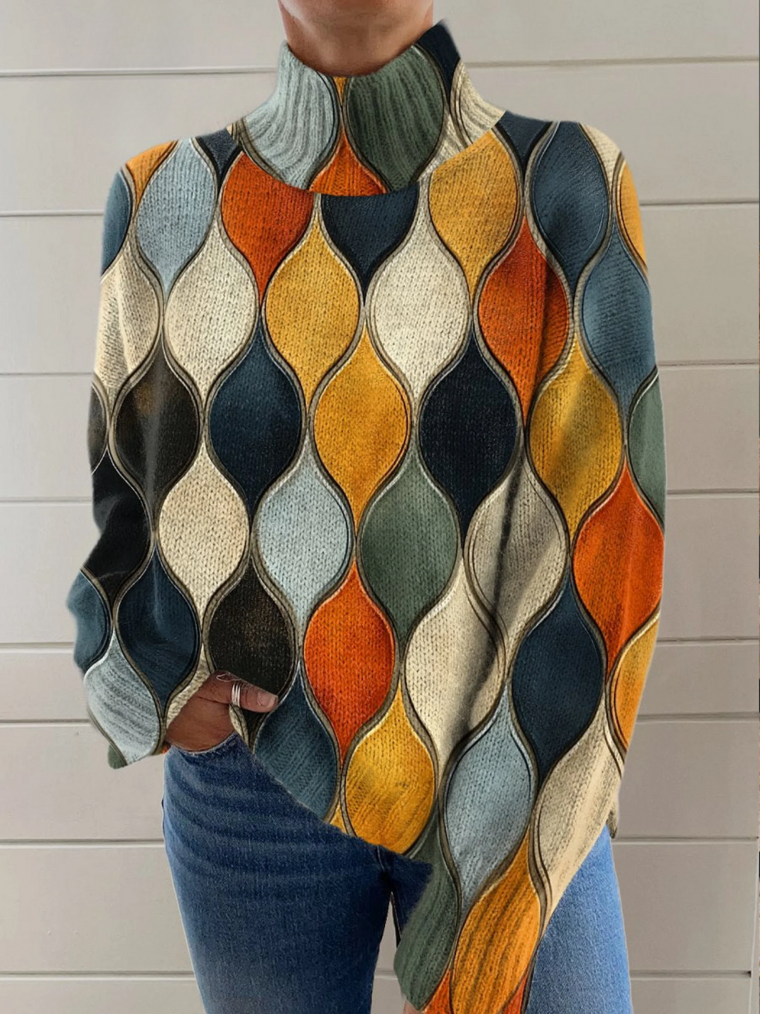 Ella | Abstract Pattern Turtleneck