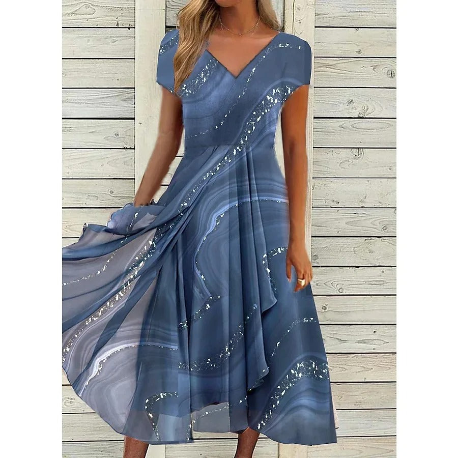 Josephine™ | Elegant V-Neck Midi Dress